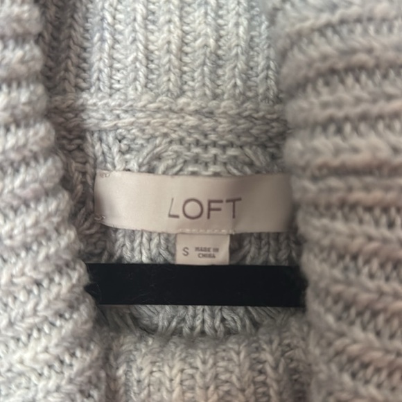 Loft Women's Small Gray Long Sleeve Cable Knit Turtleneck Pullover Sweater - Picture 5 of 9